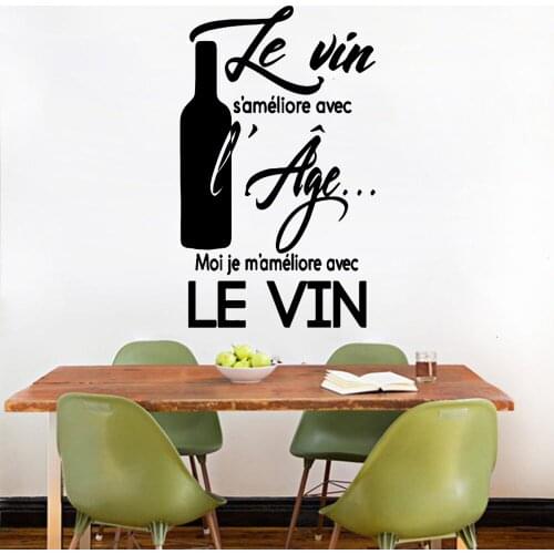 Wall Decal for Le Vin Wine Spanish and French quote wall sticker for Kitchen or dining hotel room decoration Decals HY1781