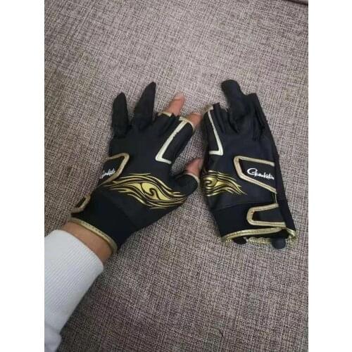 2020 New Men 3 Cut Finger Gamakatsu Fishing Gloves Geniune Leather Thin Glove Quick Dry Wear Resistant and Durable Mittens