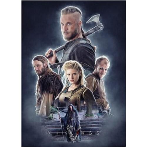 New Arrivals 5D DIY Full Round Diamond Painting Vikings TV Poster Cross Stitch 3D Embroidery Rhinestone Mosaic Home Decor Y367