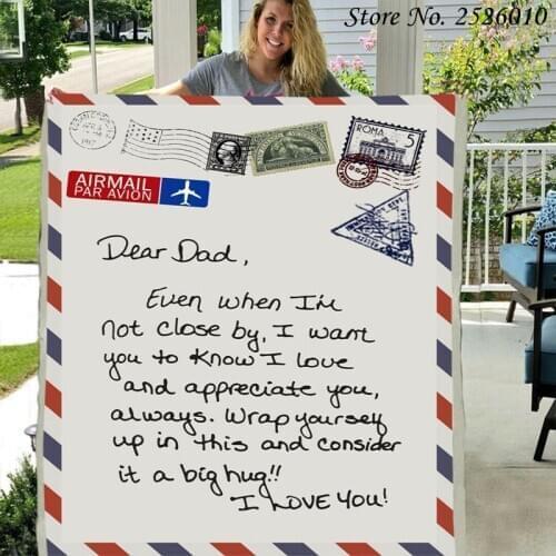 Throw Blanket Express Love TO Dear Dad Letter Blanket 3D Print Sherpa Blanket on Bed Home Textiles Blanket Best Gift 07