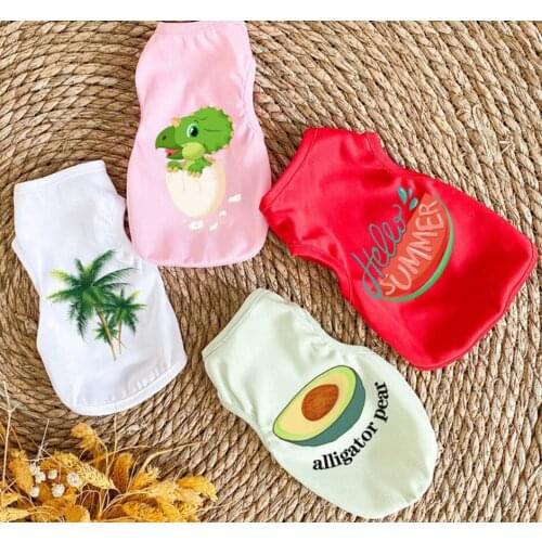 Dog Clothes for Small Dogs Cute Printed summer Pets tshirt Puppy Dog Clothes Pet Cat Vest Cotton T Shirt Pug Apparel Costumes