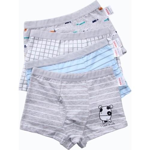 Wholesale 4 Pcs/lot Cotton boys Shorts Kids Underwear briefs Panties Cartoon Pattern Soft Childrens Boxer for 4-14 years old