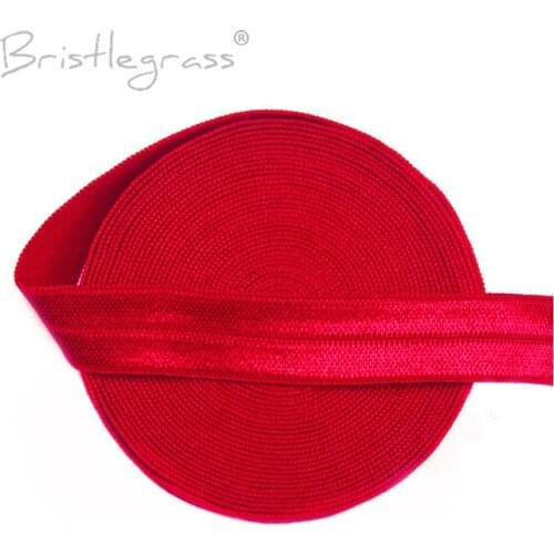 BRISTLEGRASS 5 Yard 5/8" 15mm Poppy Red Solid FOE Fold Over Elastics Spandex Satin Kids Hairband Headband Lace Trims Tutu Sewing