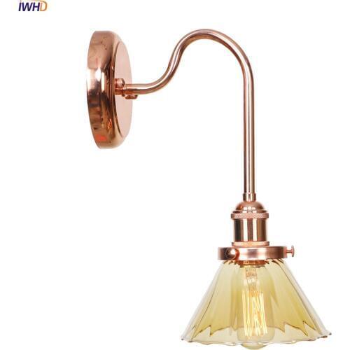 Rose Golden Wall Lamp LED Modern Nordic Wall Lights Iron Long Arm Glass Wandlamp Mirror Light For Bedroom Living Room Bathroom
