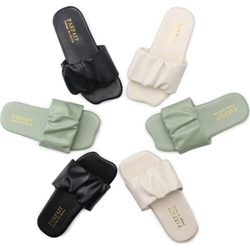 Children House Slippers for Girls 2021 Summer Kids Slides Bathroom Swimming Slippers Anti-slippery Indoor Outdoor 26-36 Pleated