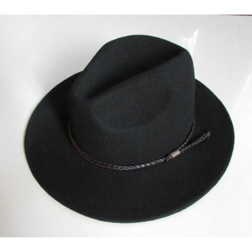 New 100% Wool Waterproof Fedoras Hat Mens Wrinkle-free Equestrian Hat Wide Brim Knight Cowboy Wool Cap Gentleman Hat B-8121