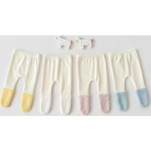 Happy Xmas baby pants autumn winter thick velvet candy color infant kids pantyhose for girl toddler legging children pants 0-24m