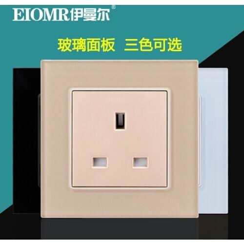 British glass panel socket UK power wall concealed socket 86mm Three Color 250V13A