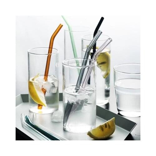 Modern style Colorful Glass Drinking Straws Reusable Environmental Protection Straw Bar Tool For Juice Cocktail Wedding Birthday