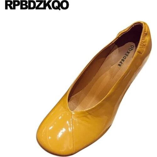 Ladies High Heels Shoes Pumps 2021 Yellow Fashion Gray Block Designer Korean Size 4 34 Square Toe Women Patent Leather Beige