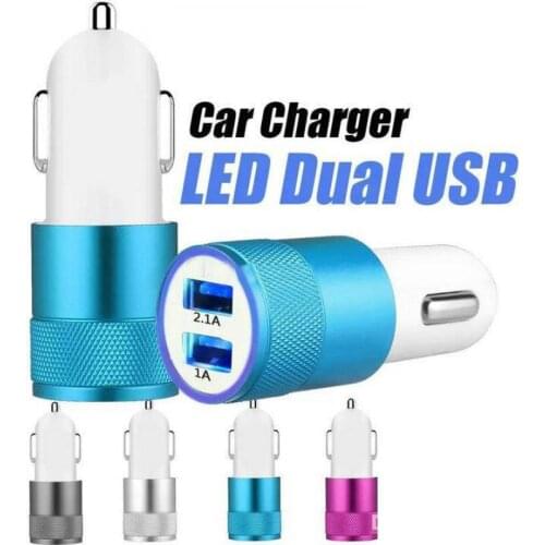 Dual USB Car Charger Adapter 3.1A 2 USB Ports Universal Intelligent Charging Auto Vehicle Metal Charger For Smart Phone Tablet