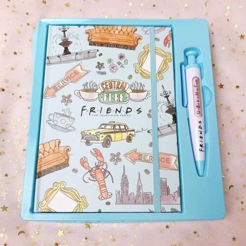 2021 New Foreign Trade Boxed with Pen, Friends, Hard Card, Bandage, Notepad, Notebook Inner Page, Orange Horizontal Line