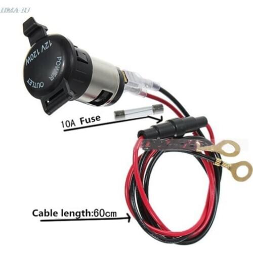 Waterproof Power 12V 24V 120W Motorcycle Boat Car Cigarette Lighter Socket Plug With Fuse & Wire Cigarette Lighter