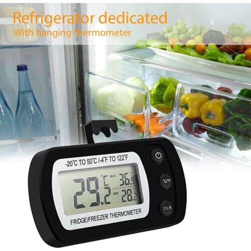 Waterproof LCD Digital Display Refrigerator Thermometers Function Fashion Freezer Thermometer with Hook For Home Fridge