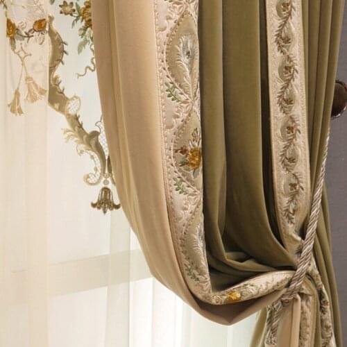 High-end French Velvet Embroidered Curtains Living Room Villa Curtains for Living Room Luxury European Curtains for Bedroom