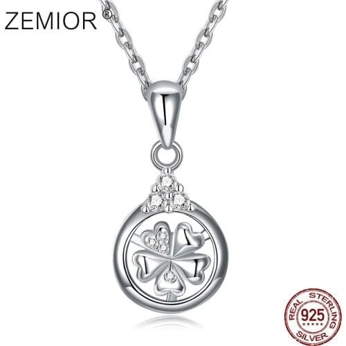 ZEMIOR 925 Sterling Silver Pendant Necklace For Women Clear Cubic Zirconia Romantic Flower Necklace Party Fine Jewelry Hot Sale