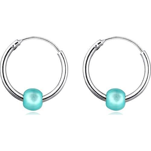 Cute Trendy Zinc Alloy Thai Metal Beads Small Circle Earrings Pink Green White Chic Women Girl Fashion Ear Jewelry E391-t2