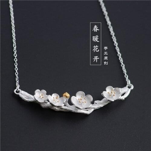 Vintage Plum Flower Choker Necklace For Women Long Chains Statement Necklace 2021 New Trendy Jewelry Gift