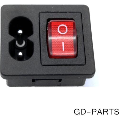 1PC IEC320 C8 Power Cord Inlet Socket receptacle With ON-OFF Red Light Rocker Switch 250V 2.5A FOR Computer Amplifier CCC CE TUV