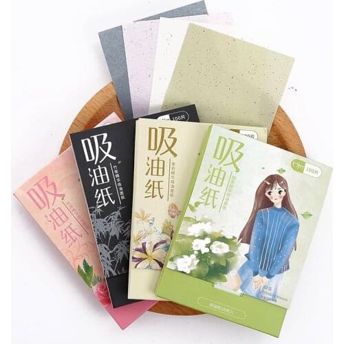 100PCS Magic Beauty Cartoon Oil Absorbing Paper Face Green Tea Bamboo Charcoal Lavender Suede Oil Absorbent Paper