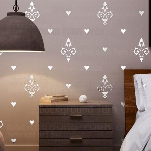 2sets Wall Sticker Mirror Home Decor Decorative Undefined 3D Bedroom Room For Damask Rococo Baroque Luxury Vintage Retro R307