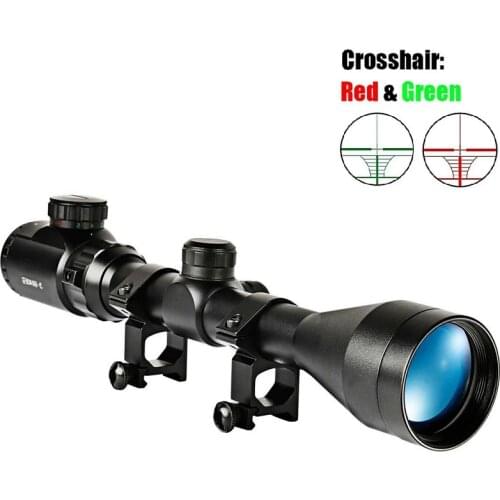 3-9x40EG Optic Hunting Riflescope with Red/Green Illuminated for Air Rifle Optics Hunting Sniper Scopes Sight W/Pair