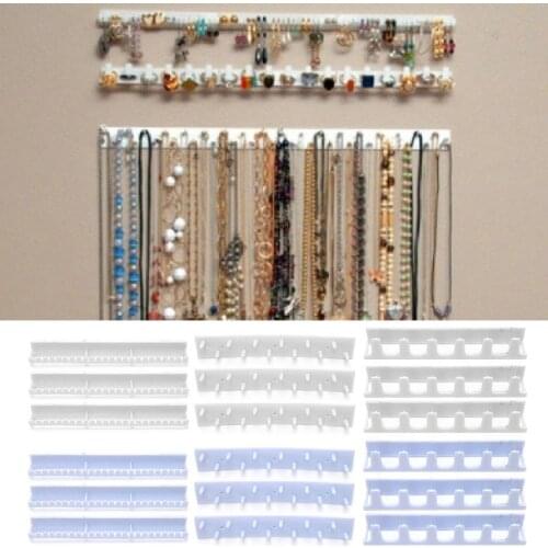 9 pcs / set Jewelery Storage Hooks Adhesive Paste Hanger Rack Ornaments Display Sticky Hook Blue White