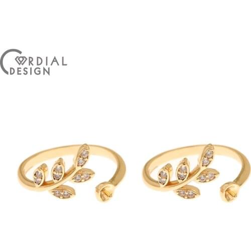 Cordial Design 30Pcs 13*21MM Jewelry Accessories/Hand Made/DIY Making/Plant Shape/CZ Ring Settings/Jewelry Findings Components