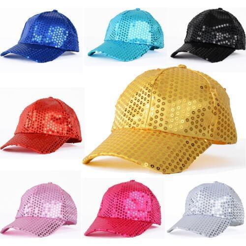 Mistdawn Women Men Shining Sequin Baseball Hat Sequined Glitter Dance Party Cap Clubwear Costume Adjustable Size