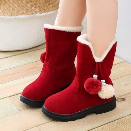 Boots 2019 New Autumn Winter Girls Boots Childrens Toddler Kids Warm Red Princess Snow Boot Baby Christmas Shoes Gril
