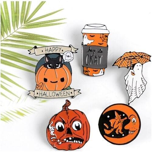 Custom lapel Pin Brooches Halloween Backpack Goth Badges Different Hard enamel lapel Ghost factory direct custom service