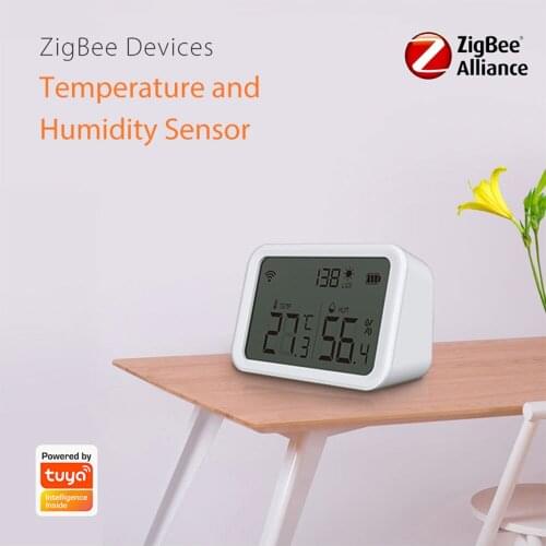 Tuya Zigbee Temperature Humidity Sensor LED Screen Smart Home Sensor Smart Life APP Works with Zigbee Hub Alexa
