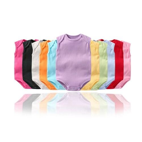 DHL 200pcs Sweet Cotton Sleeveless Newborn Baby Girls Bodysuit Tops Solid Color Soft Fashion Summer Baby Clothes