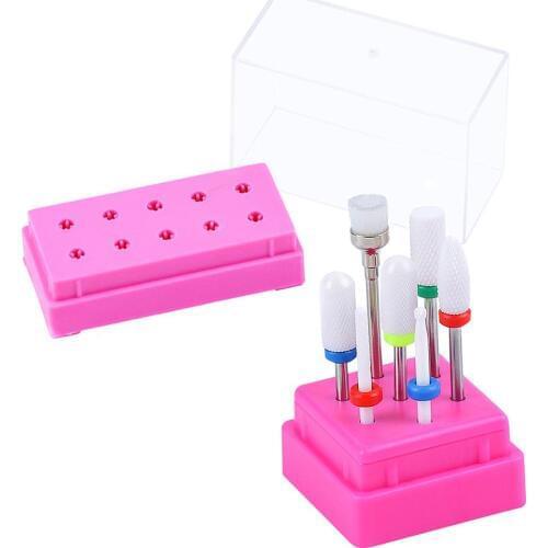 Nail Drill Bit Box Holder 7/10 Holes Sanding Head Display Stand Storage Rack