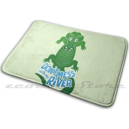 Furious Crocodile Warning About Not With His River Soft Mat Doorway Non-Slip Water Uptake Carpet Earth Day Menacing Crocodile