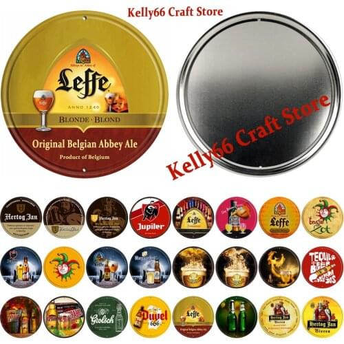 [ Kelly66 ] Jupiler Leffe Hertog Jan Metal Vintage Irregular Wall Tin Decor Round Painting Dutch Belgian Beer Sign DR-11 30CM