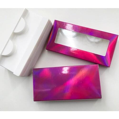 Eyelashes box 3D lashes box pink holographic box with white trays good selling good quality packing