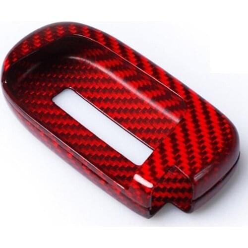 Red Carbon Fiber Key Fob Cover For jeep Grand Cherokee Dodge Challenger SRT Hellcat SXT R/T GT Smart Car Remote Key