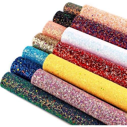Colorful Glitter Faux Leather Sheets Random mixed 9 Solid Colors A4 22*30cm for Bags Shoes Bows Crafts