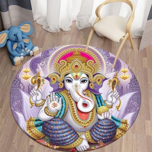 Ganesha Round Carpets for Living Room Bedroom Area Rug Mat Bohemian Room Carpet Tapis Home Decor Rugs for Bedroom