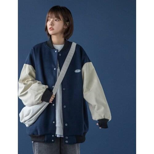 Women Jacket New Autumn And Winter Womens Coat Casual Loose Jacket Women Street Varsity Jacket Baseball Jacket Korean 2021