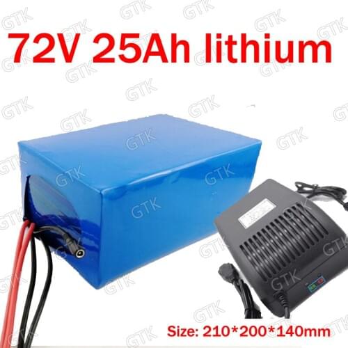 GTK 72v 25ah li ion battery lithium battery 18650 for electric bike 3000w motor tricycle scooter Go Cart vehicle +5A charger