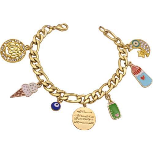 Islam muslim Al Qalam Allah stainless steel feeder baby Bracelets