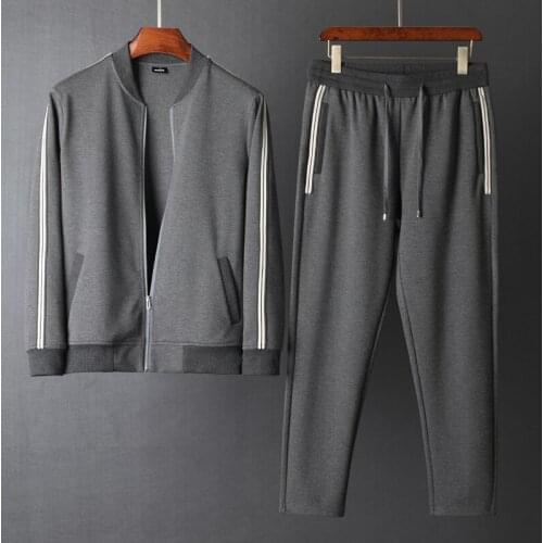 21C Mens Sets (sweatshirts+pants) Luxury Stand Collar Zipper Sweatshirt Men Autumn And Winter Slim Fit Man Set With Pants 4XL