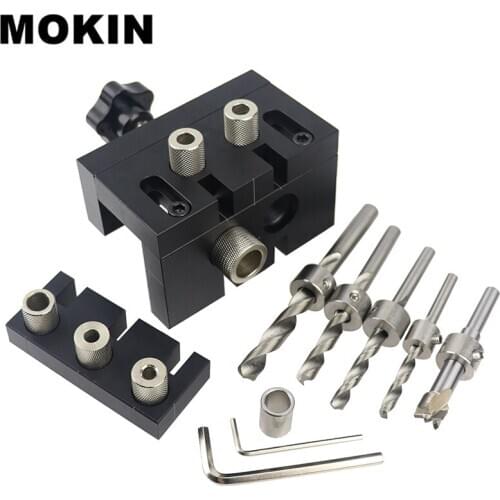 Woodworking Doweling Jig Kit Furniture Drilling Guide Locator Hole Puncher 3-15mm Drill Sleeve For Cabinet DIY Carpentry Tools