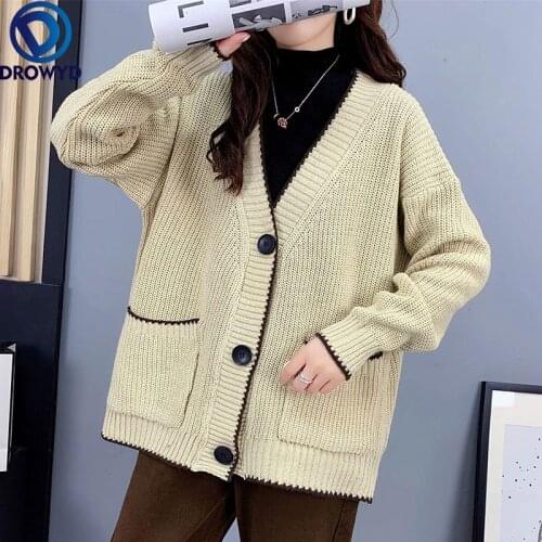 2021 Autumn and Winter New Female Korean Version Loose Small Fragrance Knit Cardigan Single-breasted All-match Sweater Jacket