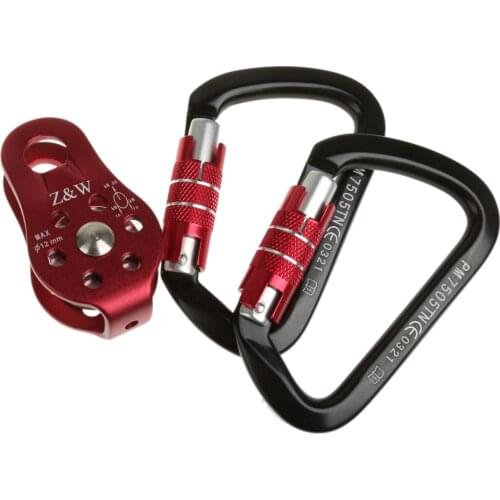 General Fixed Side Rope Pulley, 2 Carabiners For Rock Tree Climbing Arborist
