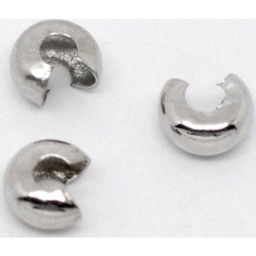 DoreenBeads Alloy Crimp Beads Round Silver Color 3mm(1/8")Dia,30 PCs