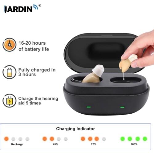 1 Pair Hearing Aids Rechargeable 7 channels 12 bands Sound Intelligent 111dB Invisible Hearing Device Noise Reduction Deafness