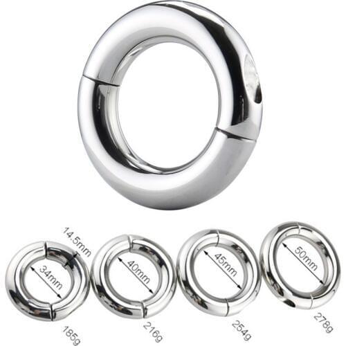 Stainless Steel Penis Toy Male Cock Ring Ball Scrotum Restraint Stretcher Time Delay Penis Chastity Device Testicular Sex Toys